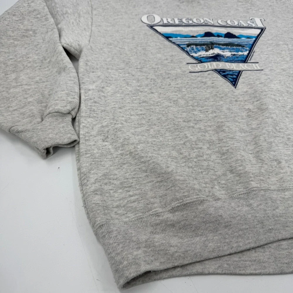 Vintage Oregon Coast Gold Beach Crewneck Sweatshirt Jerzees XL Heather Gray 80's
